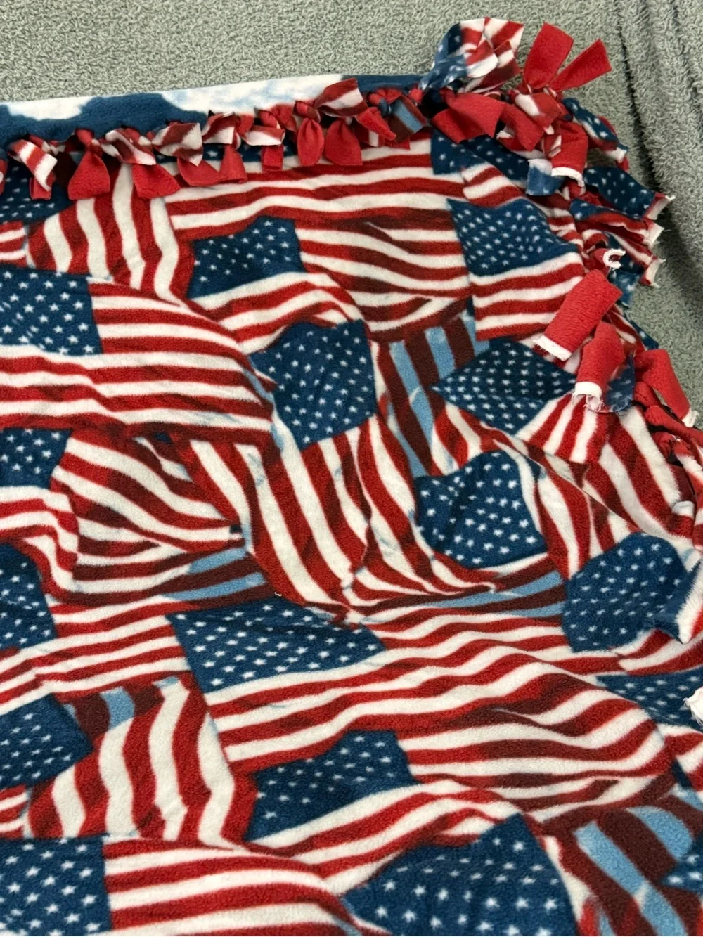 Patriotic Themed & Bald Eagle Flying Reversible 55” X 67” Fleece Tied Blanket